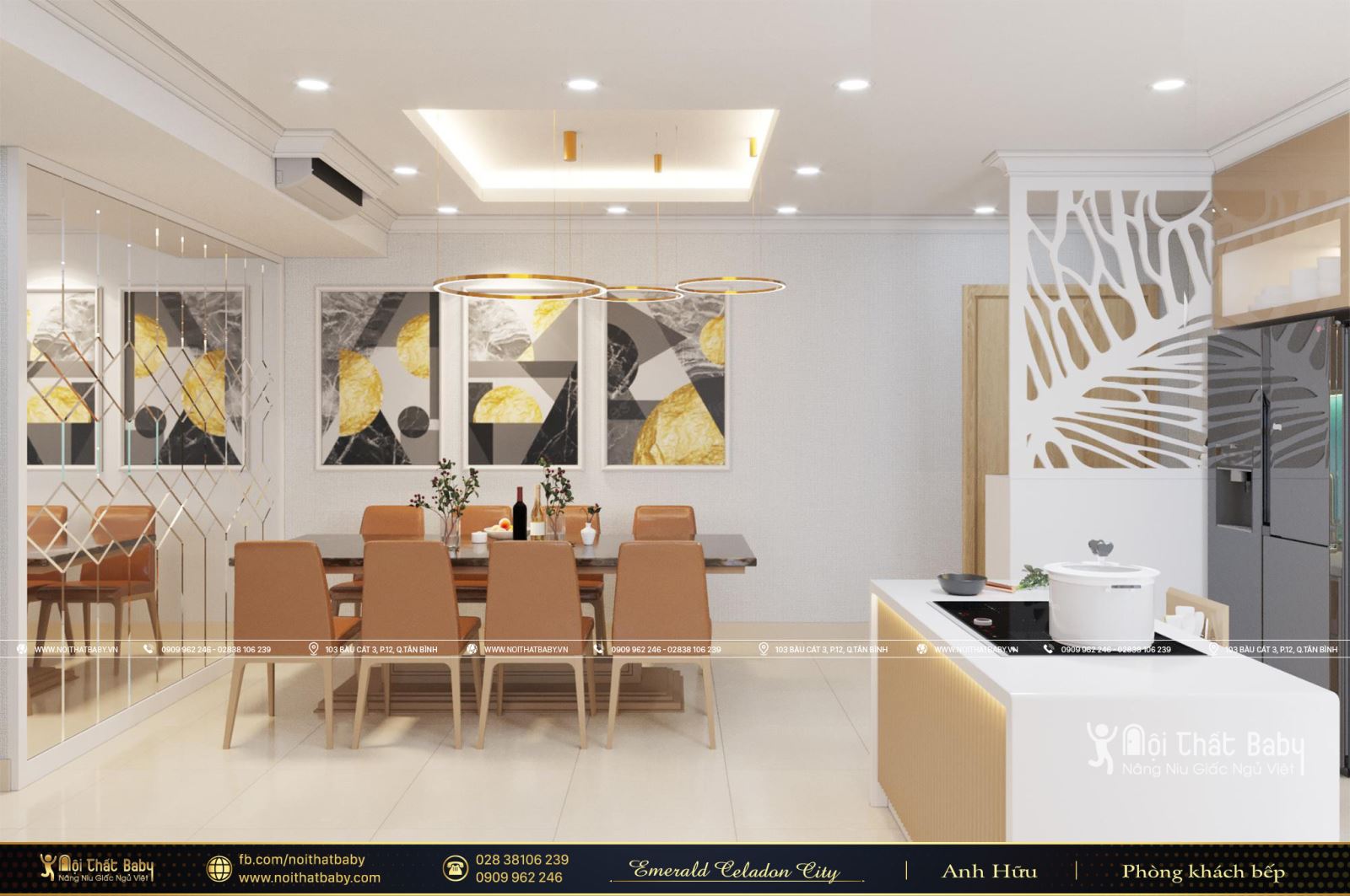 Vẻ đẹp cuốn hút từ mẫu thiết kế nội thất hiện đại căn Emerald Celadon City 104m2